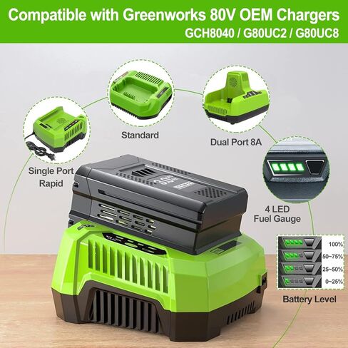 بديل ممتاز من FSKE لبطارية Greenworks 80V 3.0Ah GBA80200 GBA80250 GBA80400 - متوافق مع أدوات الطاقة Greenworks Pro 80 فولت in Kuwait