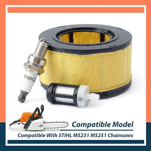 1143-007-1800 Air Fuel Filter and Spark Plug Service Kit Compatible With STIHL MS231 MS251 Chainsaws Replacement Parts in Kuwait