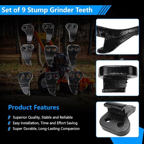 Set of 9 Stump Grinder Teeth Fits DK2 and Power King Stump Grinder Model OPG777 PK0803, Teeth for Stump Grinder Includes Bolts and Nuts in Kuwait