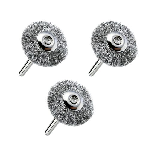 3PCS 428-02 Carbon Steel 3/4 Inch Flat Wire Brush Wheel with 1/8 Inch Shank Compatible with Dremel and Foredom etc of Rotary Tools in Kuwait
