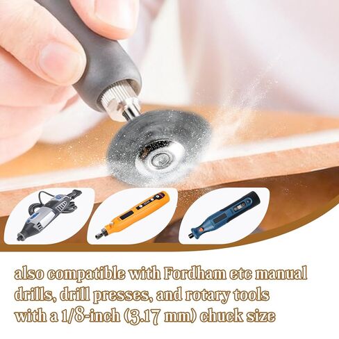 3PCS 428-02 Carbon Steel 3/4 Inch Flat Wire Brush Wheel with 1/8 Inch Shank Compatible with Dremel and Foredom etc of Rotary Tools in Kuwait