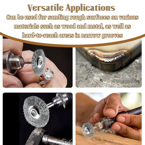 3PCS 428-02 Carbon Steel 3/4 Inch Flat Wire Brush Wheel with 1/8 Inch Shank Compatible with Dremel and Foredom etc of Rotary Tools in Kuwait