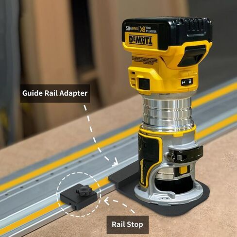 محول سكة توجيه متوافق مع جهاز توجيه Dewalt - حامل مسار مزدوج القفل للحصول على قطع مستقيمة دقيقة، واتصال آمن بالسكك الحديدية in Kuwait