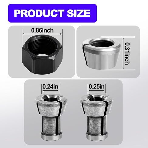 Collet Nut Kit - Replaces 763637-1 | Fits Makita 1/4" (6.35mm)/6mm: RP0900, RT0700C, RT001G, RT0701C, RT0702C, RP2301FCXK, DRT50Z, DRT50, MT361 in Kuwait