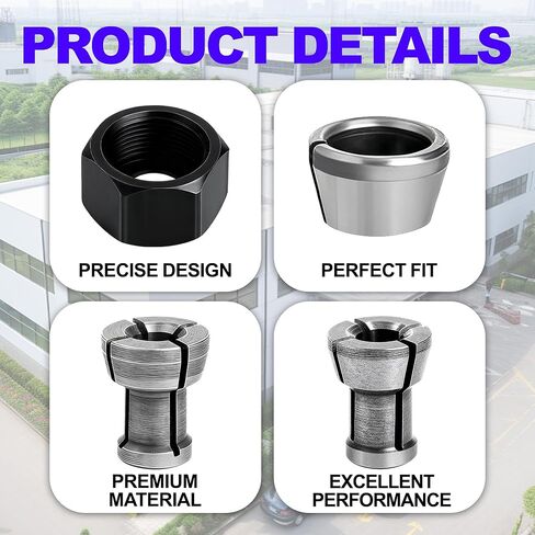Collet Nut Kit - Replaces 763637-1 | Fits Makita 1/4" (6.35mm)/6mm: RP0900, RT0700C, RT001G, RT0701C, RT0702C, RP2301FCXK, DRT50Z, DRT50, MT361 in Kuwait