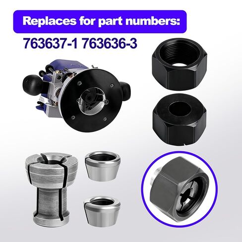 Collet Nut Kit - Replaces 763637-1 | Fits Makita 1/4" (6.35mm)/6mm: RP0900, RT0700C, RT001G, RT0701C, RT0702C, RP2301FCXK, DRT50Z, DRT50, MT361 in Kuwait