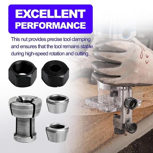 Collet Nut Kit - Replaces 763637-1 | Fits Makita 1/4" (6.35mm)/6mm: RP0900, RT0700C, RT001G, RT0701C, RT0702C, RP2301FCXK, DRT50Z, DRT50, MT361 in Kuwait