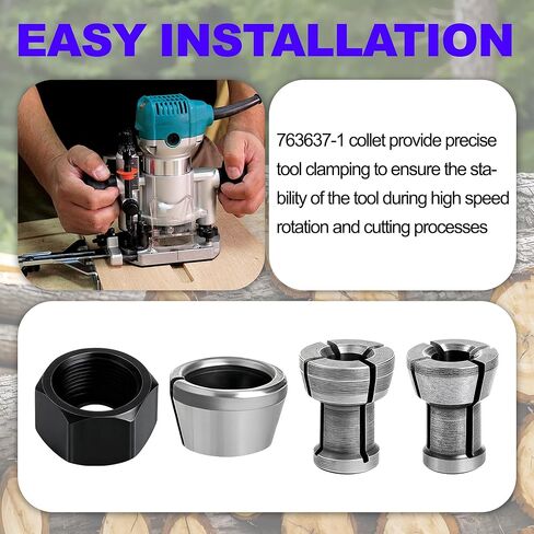 Collet Nut Kit - Replaces 763637-1 | Fits Makita 1/4" (6.35mm)/6mm: RP0900, RT0700C, RT001G, RT0701C, RT0702C, RP2301FCXK, DRT50Z, DRT50, MT361 in Kuwait