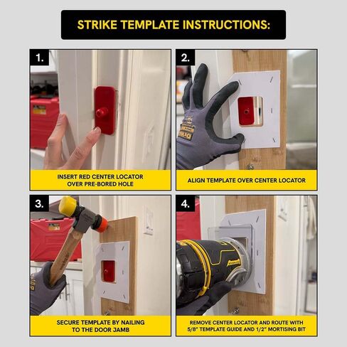 Big Horn 70157 'B' Latch & Strike Template Kit – Bamboo Router Jig for Door Latch and Deadbolt Strike Installation, 1-1/8" × 2-1/4" and 1-1/8" × 2-3/4" Finish Sizes in Kuwait
