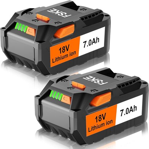 استبدال FSKE 7.0Ah لبطارية ليثيوم أيون RIDGID 18 فولت R840087 R840086 R840083 مع مقياس الوقود - متوافق مع جميع أدوات الطاقة اللاسلكية لبطارية RIDGID (عبوتان) in Saudi Arabia