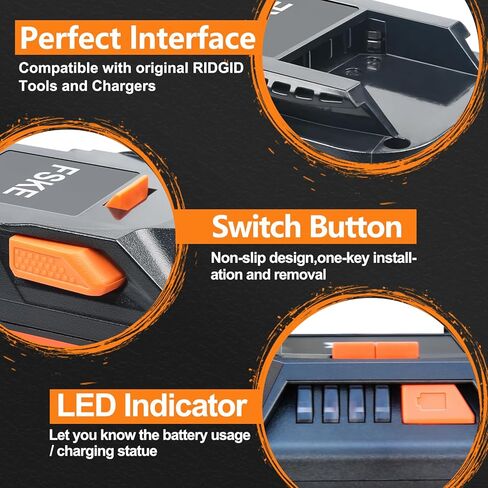 استبدال FSKE 7.0Ah لبطارية ليثيوم أيون RIDGID 18 فولت R840087 R840086 R840083 مع مقياس الوقود - متوافق مع جميع أدوات الطاقة اللاسلكية لبطارية RIDGID (عبوتان) in Saudi Arabia