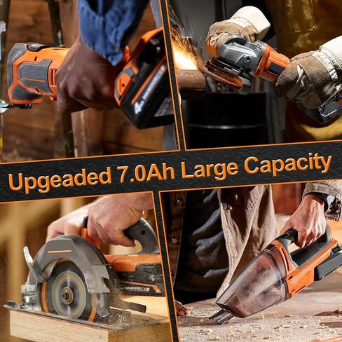 استبدال FSKE 7.0Ah لبطارية ليثيوم أيون RIDGID 18 فولت R840087 R840086 R840083 مع مقياس الوقود - متوافق مع جميع أدوات الطاقة اللاسلكية لبطارية RIDGID (عبوتان) in Saudi Arabia