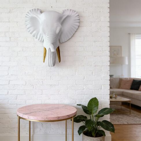 Mingzhang Elephant Head Wall Decor Resin Animal Head Wall Sculpture Hanging Decoration for Home Bedroom Kitchen Bathroom Farmhouse Christmas Decor Gold Elephant Head Wall Mount in Saudi Arabia