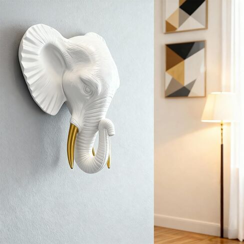 Mingzhang Elephant Head Wall Decor Resin Animal Head Wall Sculpture Hanging Decoration for Home Bedroom Kitchen Bathroom Farmhouse Christmas Decor Gold Elephant Head Wall Mount in Saudi Arabia