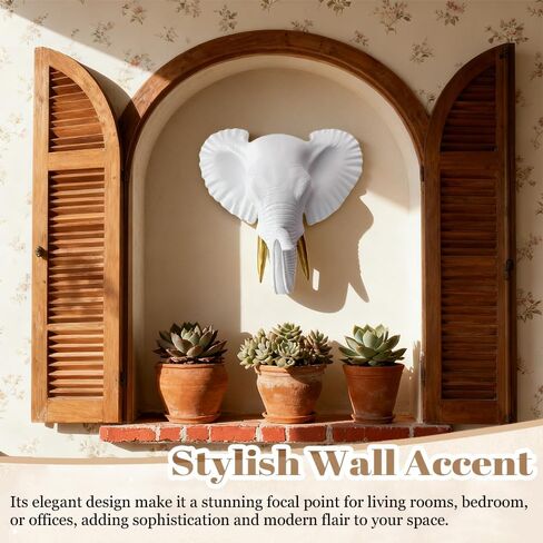 Mingzhang Elephant Head Wall Decor Resin Animal Head Wall Sculpture Hanging Decoration for Home Bedroom Kitchen Bathroom Farmhouse Christmas Decor Gold Elephant Head Wall Mount in Saudi Arabia