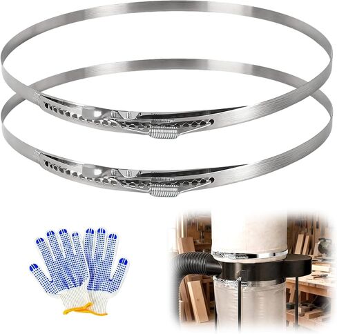 2 Pcs Adjustable Band Clamps for Dust Collector with Gloves – Fits 18 to 19 Inch Dust Collection Bags, Stainless Steel Hose Clamps & Dust Collector Attachments in Kuwait