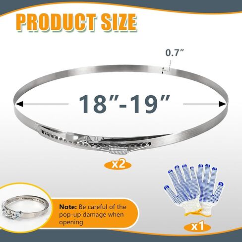 2 Pcs Adjustable Band Clamps for Dust Collector with Gloves – Fits 18 to 19 Inch Dust Collection Bags, Stainless Steel Hose Clamps & Dust Collector Attachments in Kuwait