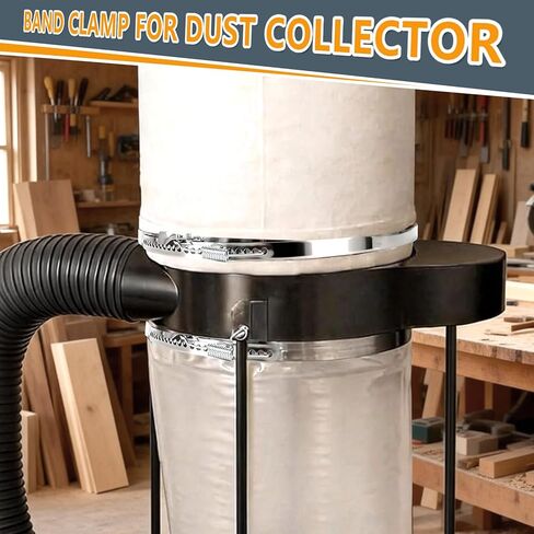 2 Pcs Adjustable Band Clamps for Dust Collector with Gloves – Fits 18 to 19 Inch Dust Collection Bags, Stainless Steel Hose Clamps & Dust Collector Attachments in Kuwait
