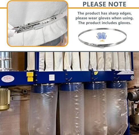 2 Pcs Adjustable Band Clamps for Dust Collector with Gloves – Fits 18 to 19 Inch Dust Collection Bags, Stainless Steel Hose Clamps & Dust Collector Attachments in Kuwait