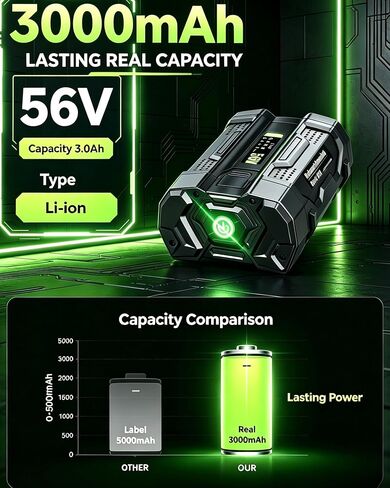 Replacement Battery for EGO 56V Battery, Lithium-ion Battery Replacement 3.0Ah for EGO 56V Power+ Tool Battery BA2800 BA2800T BA4200 BA4200T BA1400 BA1400T BA5600T, Lawn Mower,Leaf Blower,Brush Cutter in Kuwait
