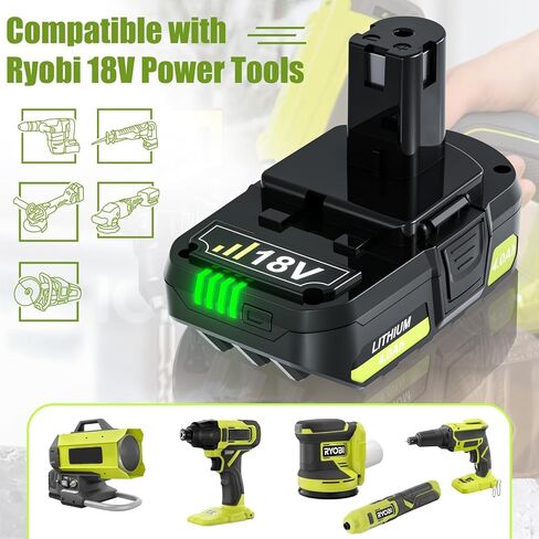 Bonacell 2Pack 18V 4000mAh Replacement for Ryobi 18V Battery Compatible with Ryobi 18v P107 One+ Power Tools 18V PBP002 PBP003 PBP004 P102 P103 P104 P105 P107 P108 P109 P190 Cordless Power Tools in Kuwait