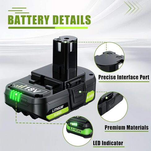 Bonacell 2Pack 18V 4000mAh Replacement for Ryobi 18V Battery Compatible with Ryobi 18v P107 One+ Power Tools 18V PBP002 PBP003 PBP004 P102 P103 P104 P105 P107 P108 P109 P190 Cordless Power Tools in Kuwait