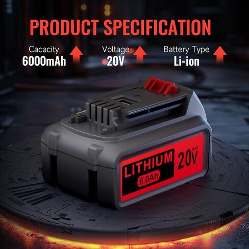 【USB-A Out Put】20V 6.0Ah Replacement for Black and Decker Battery, Compatible with 20V Lithium Battery LBXR20 LBXR20-OPE LBXR2020 LBX20 LBX4020 LBXR20B LB2X4020-OPE Series Cordless Power Tools in Kuwait