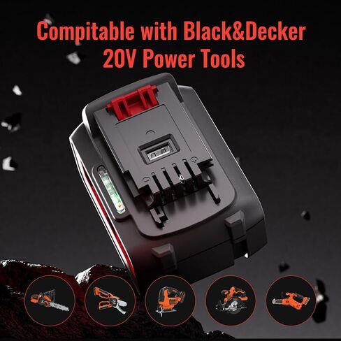 【USB-A Out Put】20V 6.0Ah Replacement for Black and Decker Battery, Compatible with 20V Lithium Battery LBXR20 LBXR20-OPE LBXR2020 LBX20 LBX4020 LBXR20B LB2X4020-OPE Series Cordless Power Tools in Kuwait
