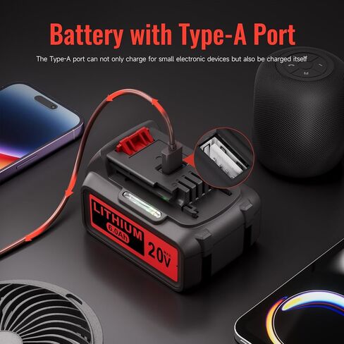 【USB-A Out Put】20V 6.0Ah Replacement for Black and Decker Battery, Compatible with 20V Lithium Battery LBXR20 LBXR20-OPE LBXR2020 LBX20 LBX4020 LBXR20B LB2X4020-OPE Series Cordless Power Tools in Kuwait