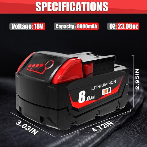 بطارية بديلة 18 فولت 8.0 أمبير، متوافقة مع 48-11-1880 48-11-1850، للأدوات اللاسلكية 2646-22CT 2643-21CT 2646-21CT 2646-20 ليثيوم أيون in Kuwait