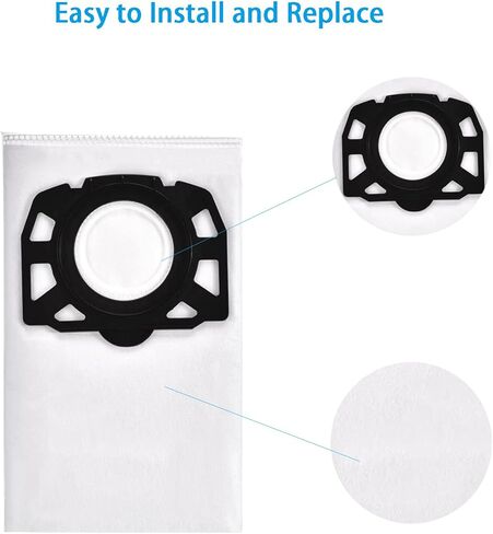 Dust Bag Filter Accessories Kit for Karcher WD3 WD2 WD2 Plus 4.5 Gallon Wet & Dry Shop Vacuum Cleaner Replacement Parts (6 Filter Fleece Bags + 2 Cartridge Filters) in Kuwait