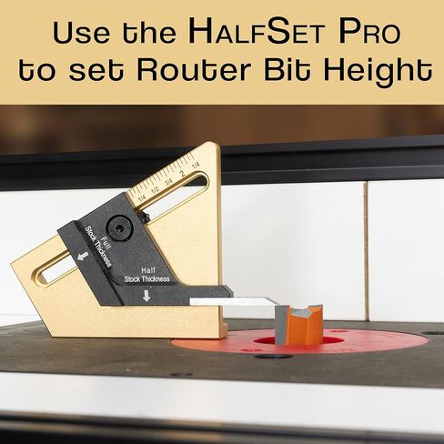 مقياس مركزي دقيق من HALFSET PRO - ابحث على الفور عن نصف سُمك الخشب بالضبط، واضبط شفرة منشار الطاولة، وارتفاع لقمة دادو وجهاز التوجيه بدقة - بدون رياضيات، ولا أداة قياس للأعمال الخشبية in Kuwait