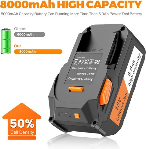 Upgraded 8000mAh Replacement for Ridgid 18V Battery 2Pack, Compatible with R840087 R840085 R840083 R840086 R840084 AC840085 AC840086 AC840087P AC840089 Cordless Drill Tools Power Lithium Ion Battery in Kuwait