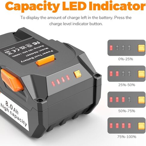 Upgraded 8000mAh Replacement for Ridgid 18V Battery 2Pack, Compatible with R840087 R840085 R840083 R840086 R840084 AC840085 AC840086 AC840087P AC840089 Cordless Drill Tools Power Lithium Ion Battery in Kuwait