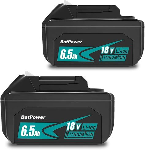 بطارية بديلة من قطعتين من BatPower متوافقة مع نظام ماكيتا 18 فولت LXT، بطارية ليثيوم أيون عالية السعة 6.5 أمبير مع حماية للنجوم للأدوات اللاسلكية 18 فولت BL1860B BL1850B (عبوتان) in Saudi Arabia