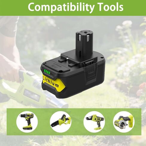 2 Pack 18V 8.0Ah Battery and Charger Kit Replacement for Ryobi 18V ONE+ Battery P102 P103 P108 P109 Charger P117 P118 P119 in Kuwait