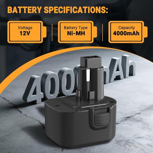 Shentec 2-Pack 4000mAh 12V Replacement Battery Compatible with Dewalt DW9071 DW9072 DC9071 DE9037 DE9071 DE9072 DE9074 DE9075 152250-27 397745-01, Ni-MH Battery in Kuwait