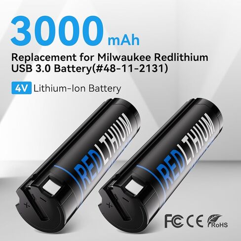 استبدال بطارية ليثيوم MK Red Lithium USB 3.0 48-11-2131، بطارية مصباح أمامي USB MK 4 فولت، متوافقة مع 2114-21، 2163-21، 2112-21، 2128-21 (عبوتان) in Kuwait