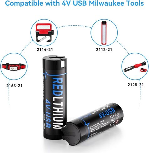 استبدال بطارية ليثيوم MK Red Lithium USB 3.0 48-11-2131، بطارية مصباح أمامي USB MK 4 فولت، متوافقة مع 2114-21، 2163-21، 2112-21، 2128-21 (عبوتان) in Kuwait