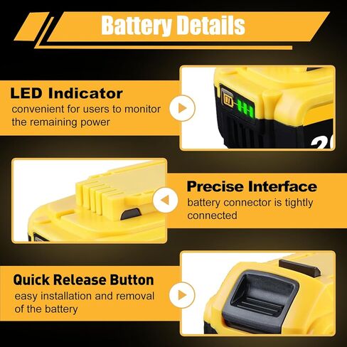 2 Count 8.0Ah Replace for Dewalt 20v Max Battery Compatible with Dewalt Battery 20v DCB200 DCB203 DCB204 DCB206 Series Cordless Power Tools in Kuwait