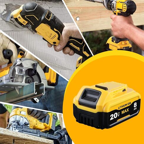 2 Count 8.0Ah Replace for Dewalt 20v Max Battery Compatible with Dewalt Battery 20v DCB200 DCB203 DCB204 DCB206 Series Cordless Power Tools in Kuwait
