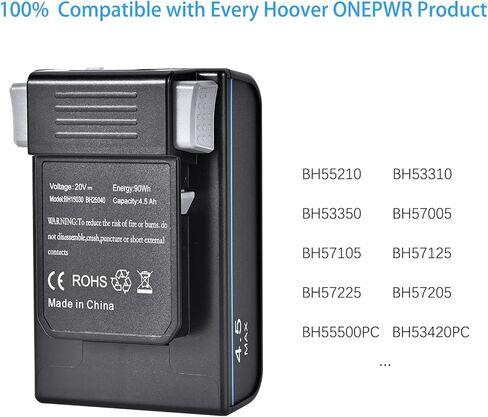 بطارية Remate 4500mAh 20V لهوفر ONEPWR متوافقة مع المكانس الكهربائية اللاسلكية Hoover BH15030 BH25030 BH25040 BH15260PC إلخ. in Kuwait