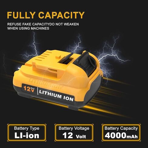 2Pack 4000mAh Replacement Battery for Dewalt 12V Lithium Battery, LED Power Display Fast Charge Long-Lasting Fit DCB120 DCB123 DCB122 DCB124 DCB125 DCB127 All Dewalt 12V Tools(Not for 20V) in Kuwait