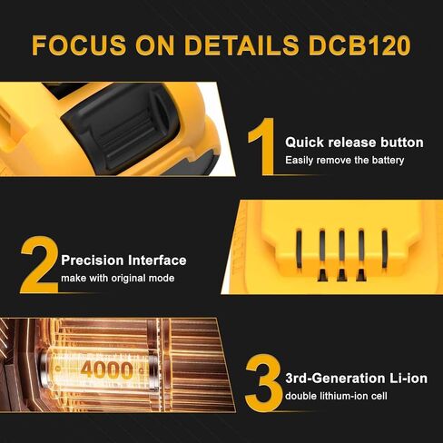 2Pack 4000mAh Replacement Battery for Dewalt 12V Lithium Battery, LED Power Display Fast Charge Long-Lasting Fit DCB120 DCB123 DCB122 DCB124 DCB125 DCB127 All Dewalt 12V Tools(Not for 20V) in Kuwait