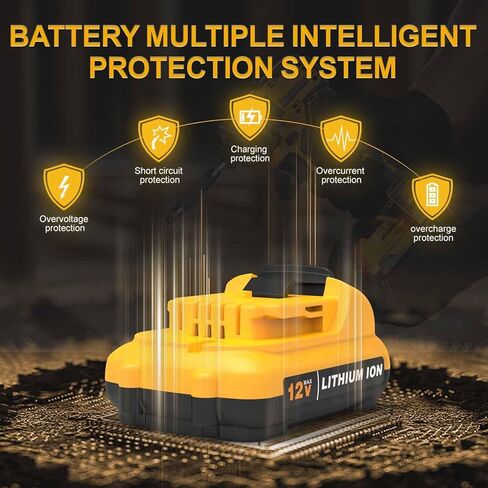 2Pack 4000mAh Replacement Battery for Dewalt 12V Lithium Battery, LED Power Display Fast Charge Long-Lasting Fit DCB120 DCB123 DCB122 DCB124 DCB125 DCB127 All Dewalt 12V Tools(Not for 20V) in Kuwait