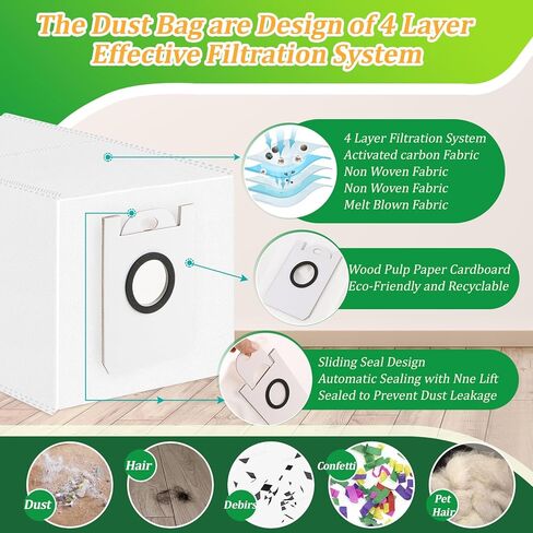 8 قطعة أكياس الغبار لاستبدال أكياس الغبار bObsweep Dustin/Orb-i ذاتية التفريغ in Kuwait