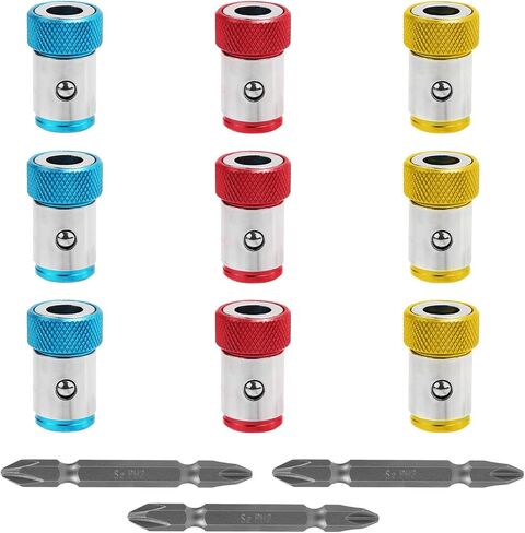 9pcs Magnetic Screwdriver Ring with 3pcs PH2 Bits, Strong Magnet Detachable Magnetizer Screw Rings Replacement Holders for 1/4 Inch Hex Screw Driver and Power Drill Bits Accessories in Kuwait