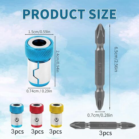 9pcs Magnetic Screwdriver Ring with 3pcs PH2 Bits, Strong Magnet Detachable Magnetizer Screw Rings Replacement Holders for 1/4 Inch Hex Screw Driver and Power Drill Bits Accessories in Kuwait