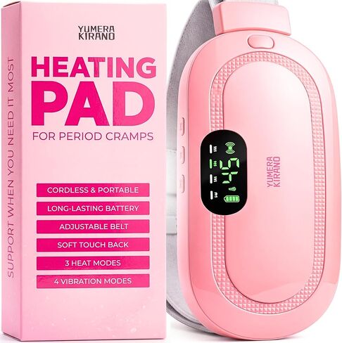 Heating Pad for Period Cramps – FSA-HSA Eligible Portable Electric Reusable Massager for Cramps Relief – Cordless Wearable Rechargeable USB Heating Belt for Menstrual Pain, Back, Abdomen, Travel in Saudi Arabia