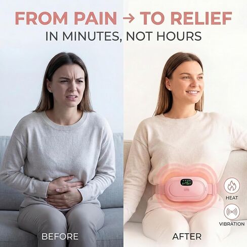 Heating Pad for Period Cramps – FSA-HSA Eligible Portable Electric Reusable Massager for Cramps Relief – Cordless Wearable Rechargeable USB Heating Belt for Menstrual Pain, Back, Abdomen, Travel in Saudi Arabia